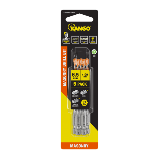 Kango Masonry Drill Bit 6.5mm x 100mm 5 Pack
