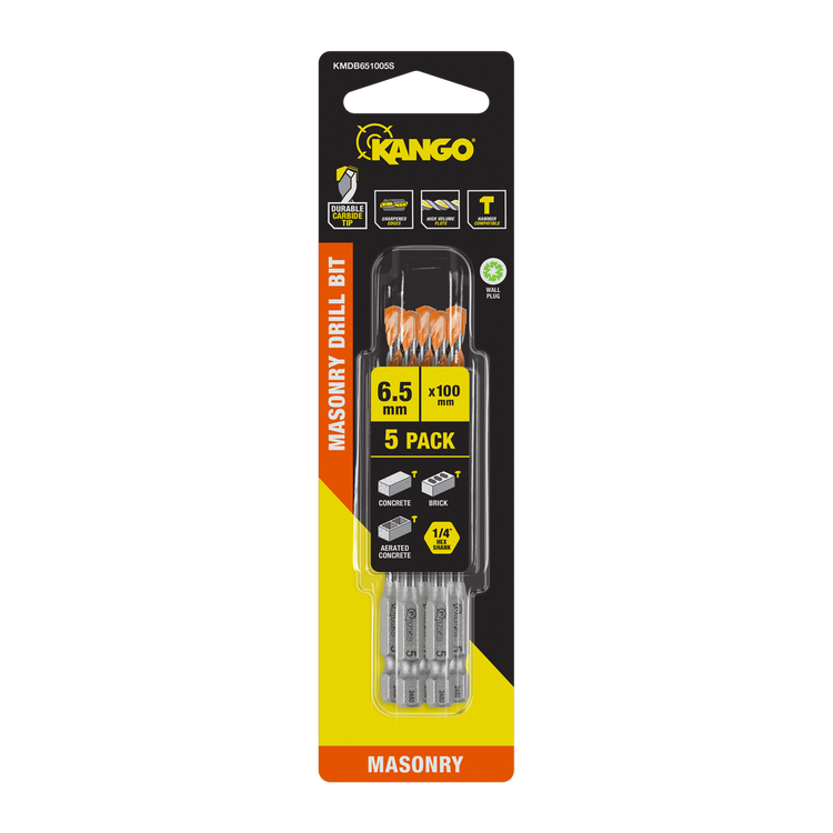 Kango Masonry Drill Bit 6.5mm x 100mm 5 Pack