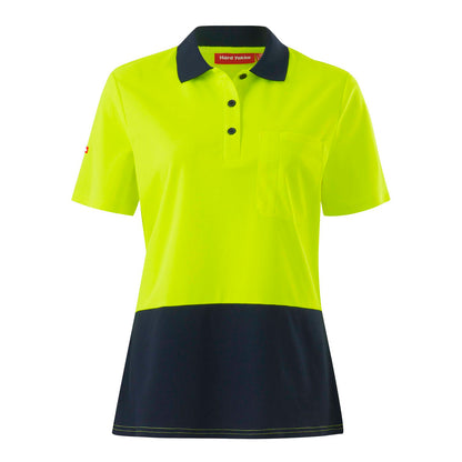Hard Yakka Women's Hi Vis Polo Shirt - Size 10 - Yellow/Navy