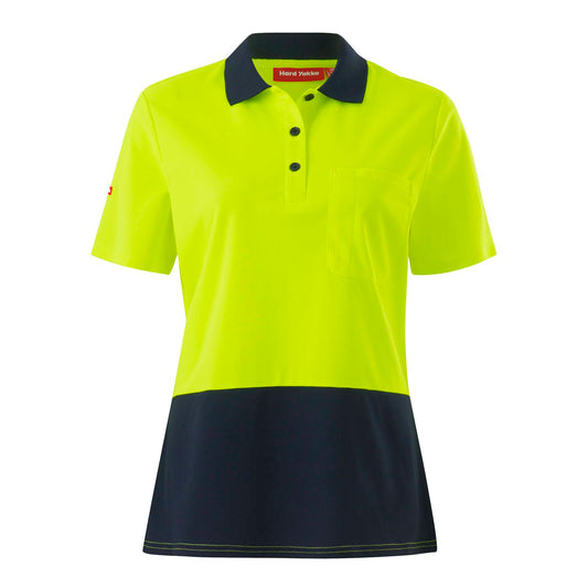 Hard Yakka Women's Hi Vis Polo Shirt - Size 10 - Yellow/Navy