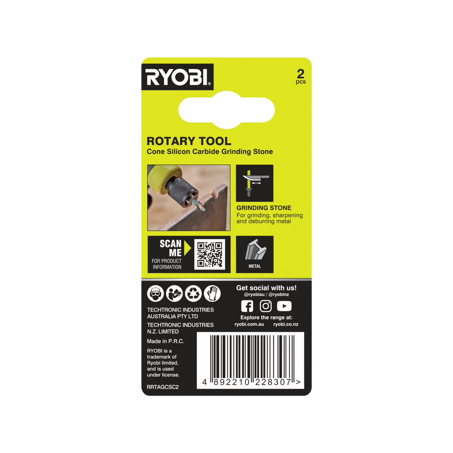 Ryobi Rotary Cone Grinding Stone - 4.7mm - 2 Pack