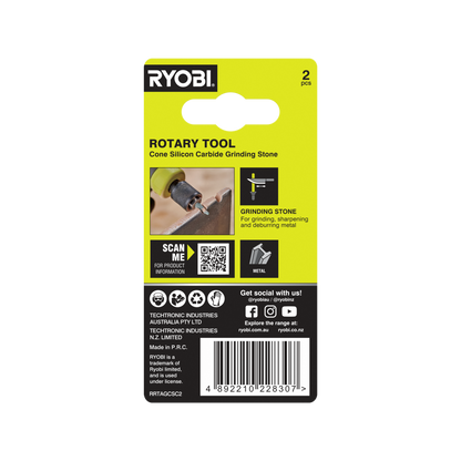 Ryobi Rotary Cone Grinding Stone - 4.7mm - 2 Pack