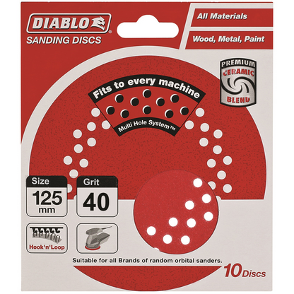 Diablo Orbital Sanding Discs - 125mm - Ceramic - Clog-SHIELD - 10 Pack