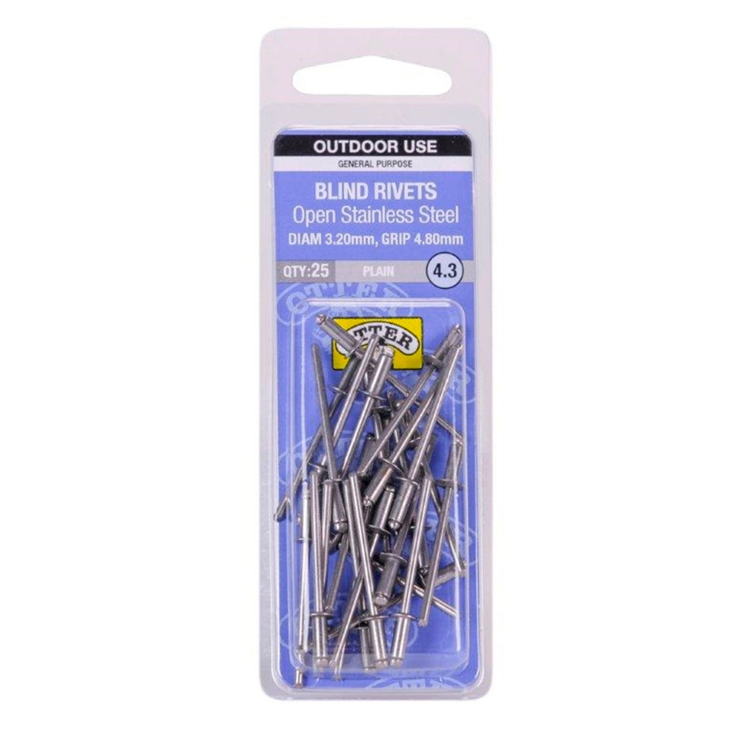 Otter Open Stainless Steel Blind Rivets - 2 x 4.8mm - 25 Pack