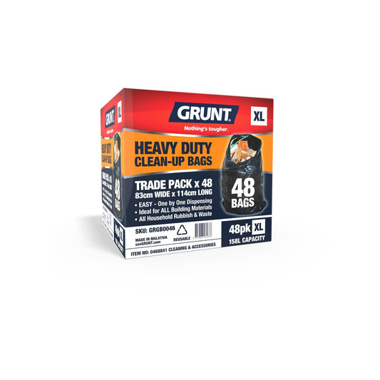 Grunt Heavy Duty Clean Up Bags - 158L - Black
