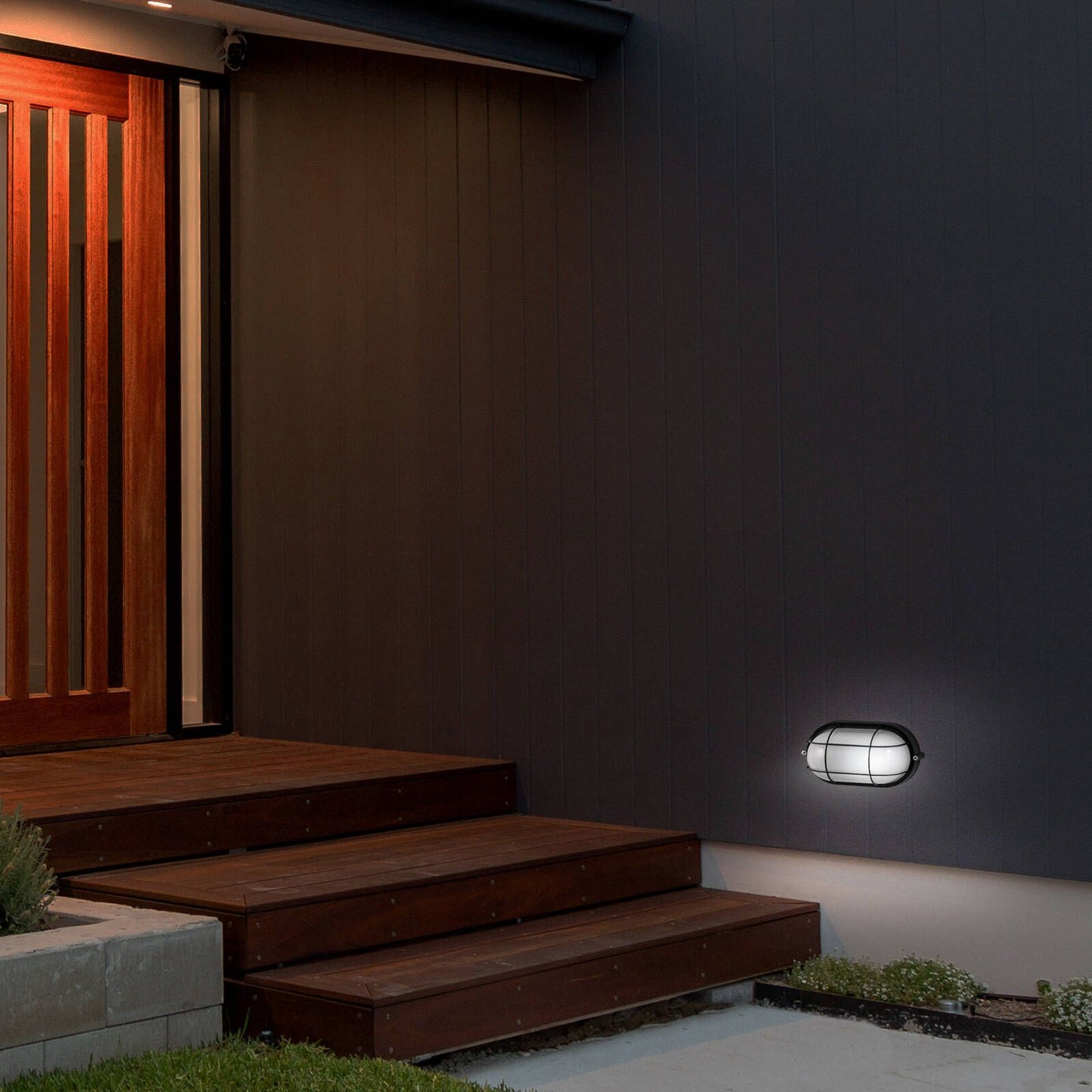 Arlec Black Oval Caged Bunker Light - 60W E27 - 210mm