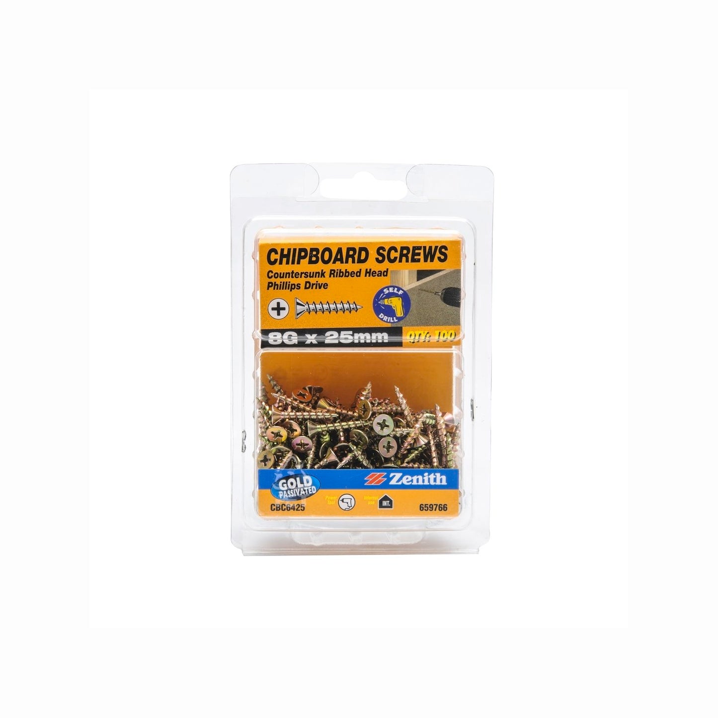 Zenith 8g x 25mm - Gold - 100 Pack