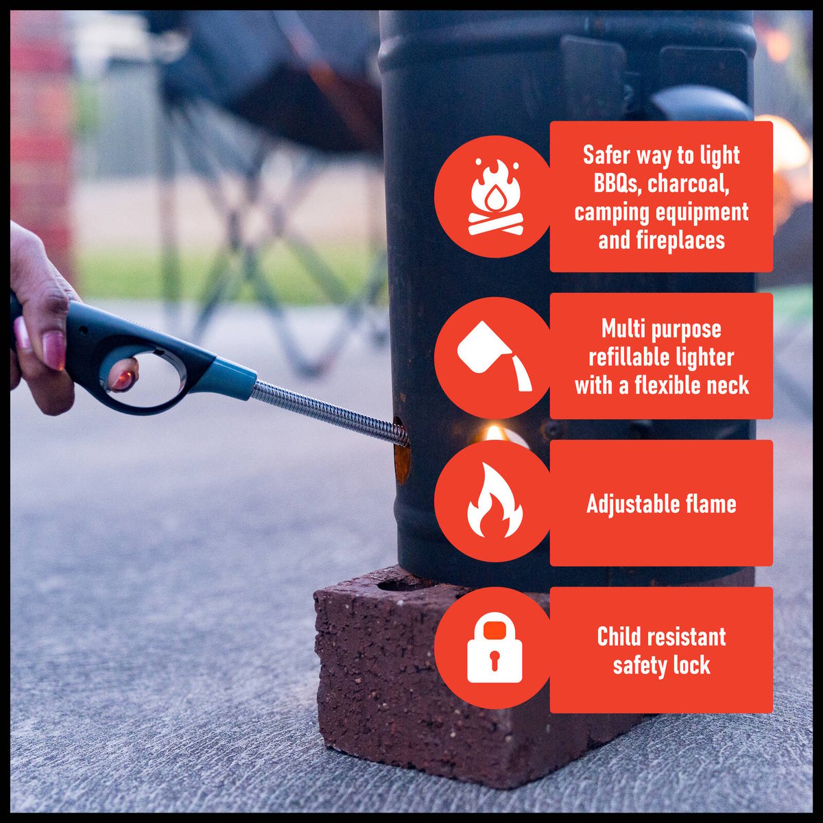Firemate Flexi Refill Lighter - Flexible Neck - Refillable - Safe Use