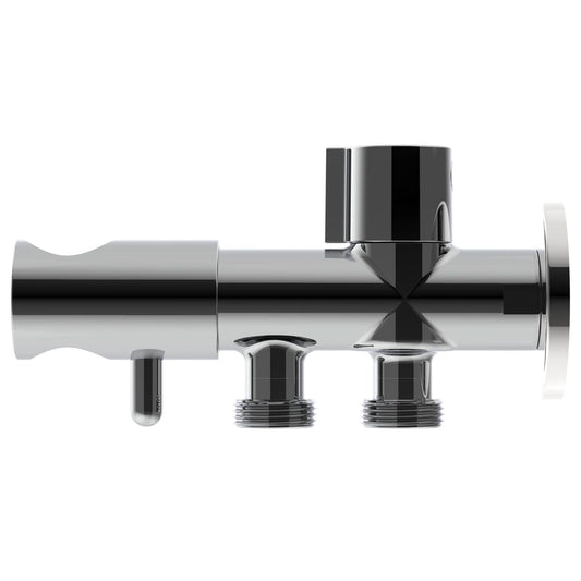 Evekare Chrome Dual Hand Spray Holder & Shut Off Valve - 138 x 76mm