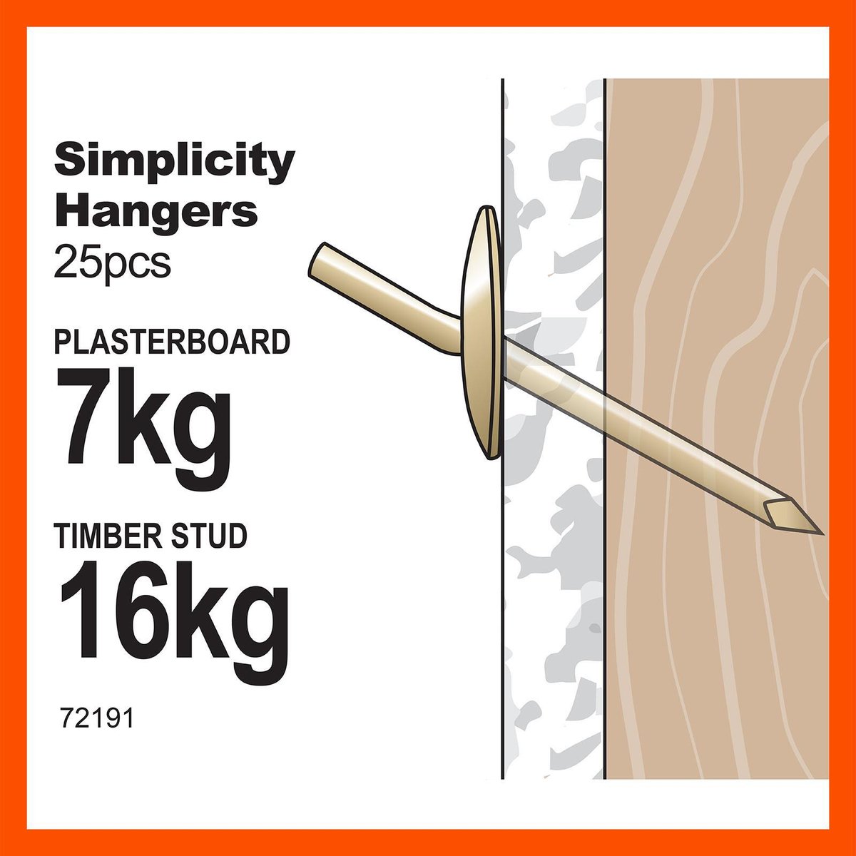Everhang Picture Hanging - 16kg - Brass Plated - 25 Pack