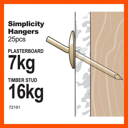Everhang Picture Hanging - 16kg - Brass Plated - 25 Pack