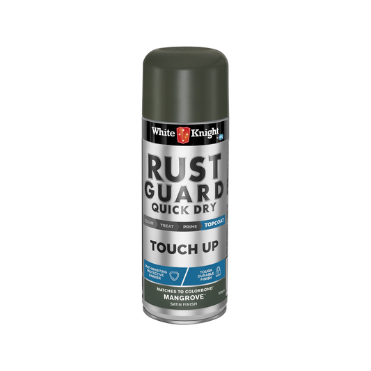 White Knight Rust Guard Quick Dry Touch Up Spray Paint - Mangrove Satin Finish 300g