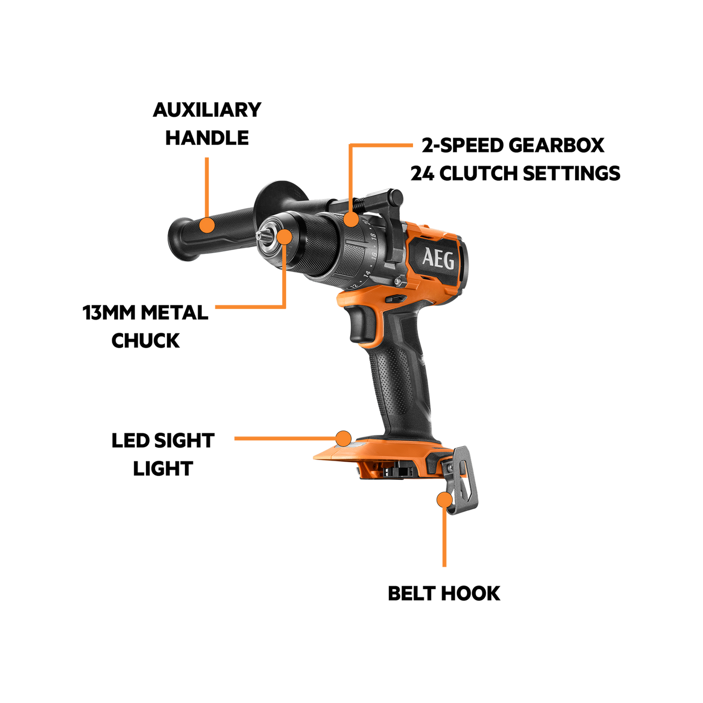 AEG Brushless Hammer Drill Kit - 18V - 65mm Timber Capacity