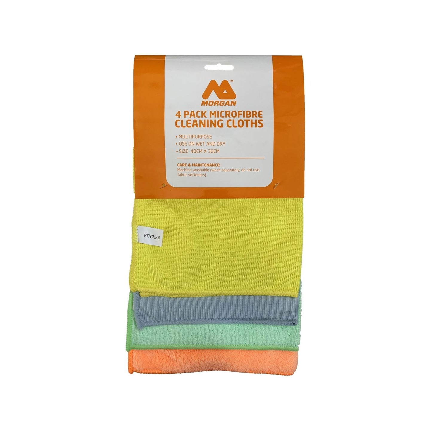 Morgan Microfibre Cleaning Cloths - 390 x 200mm - 4 Pack