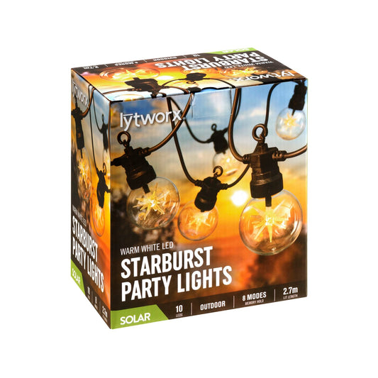 Lytworx Solar Starburst Party Lights - 10 Pack - 2.7m - Warm White