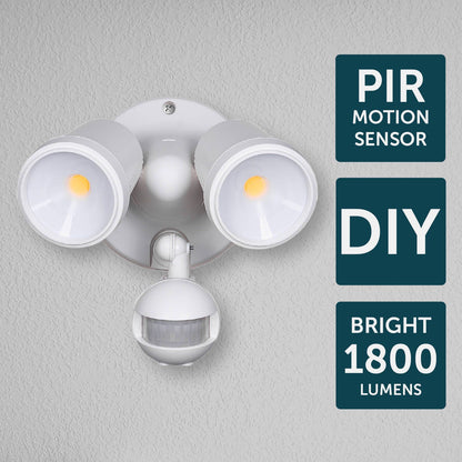 Brilliant Raptor III LED Twin Security Light - 20W - 1800 Lumens - White