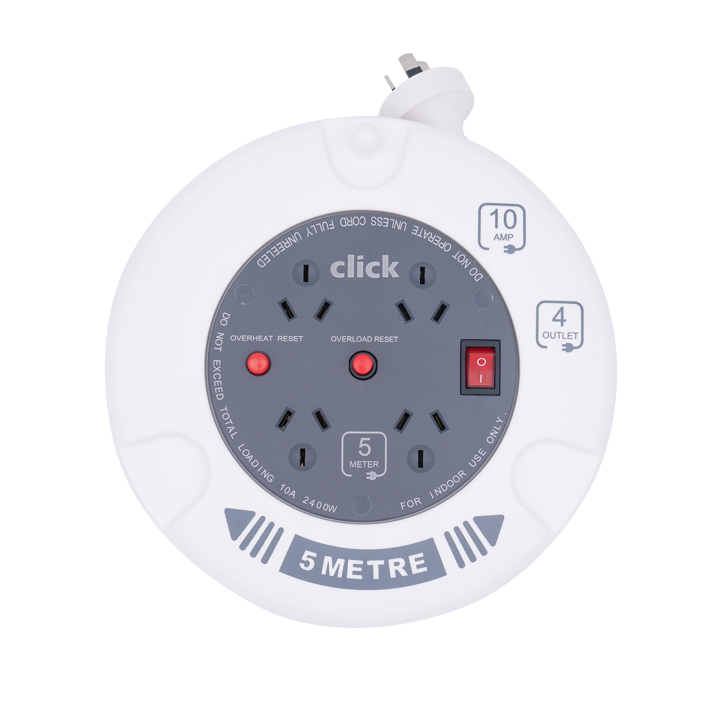 Click Cable Reel - 5m - 4 Outlets