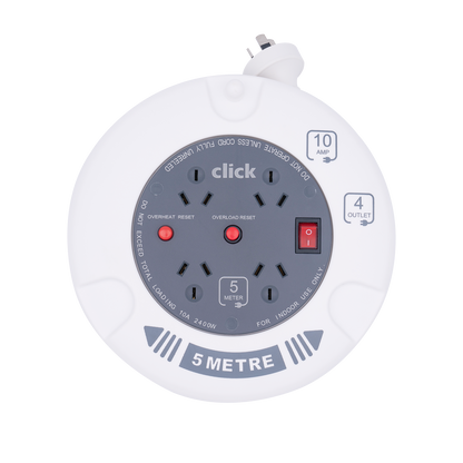 Click Cable Reel - 5m - 4 Outlets