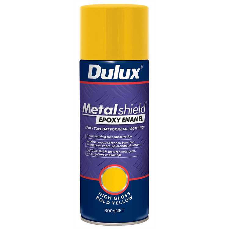 Dulux Metalshield Epoxy Enamel Gloss Spray Paint - 300g - Bold Yellow