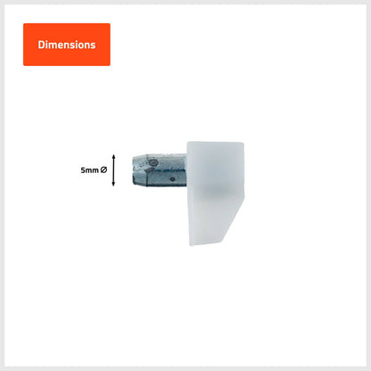 Taskmaster Plastic Shelf Support - 5mm - White - 20 Pack