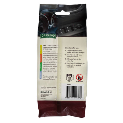 Oakwood Biodegradable Interior Gloss Wipe - 200 x 150mm - 40 Pack Each