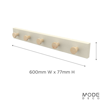 Mode Timber Hook Rack - 5 Hooks - 600mm - Beige