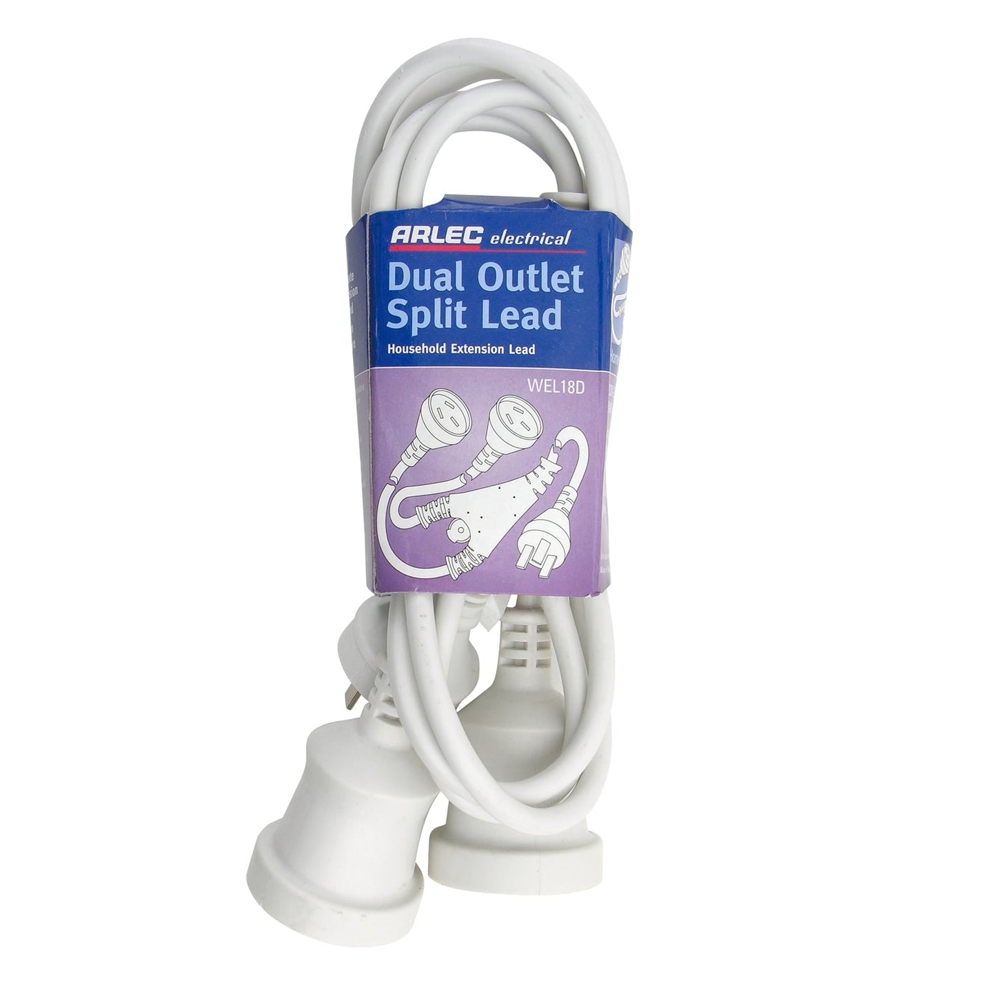 Arlec Domestic Dual Outlet Split Extension Lead - 1.8m