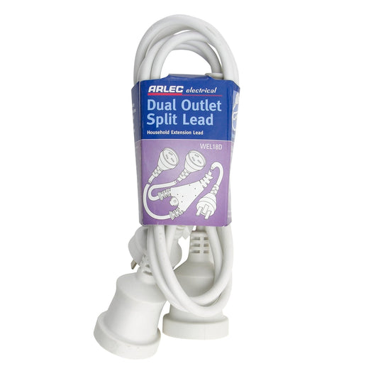 Arlec Domestic Dual Outlet Split Extension Lead - 1.8m