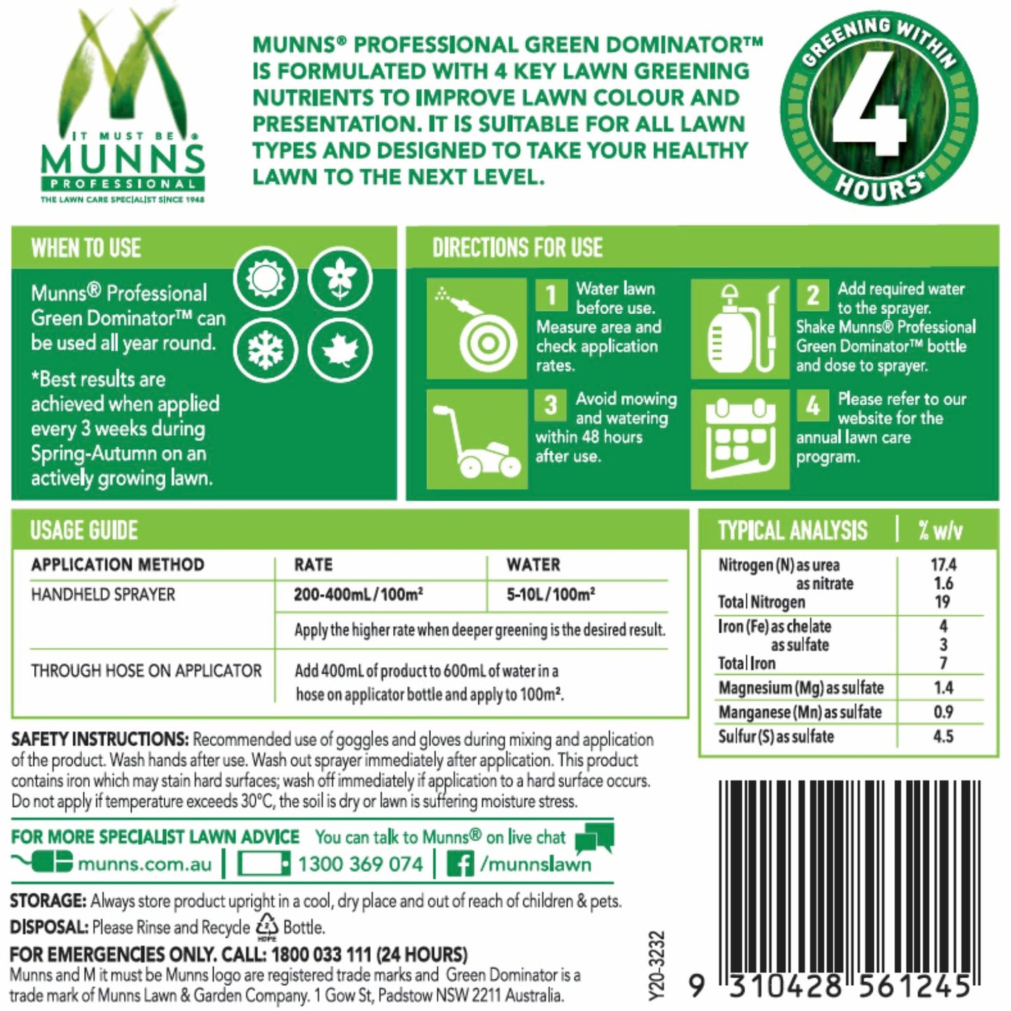 Munns Professional Lawn Fertiliser - 1L