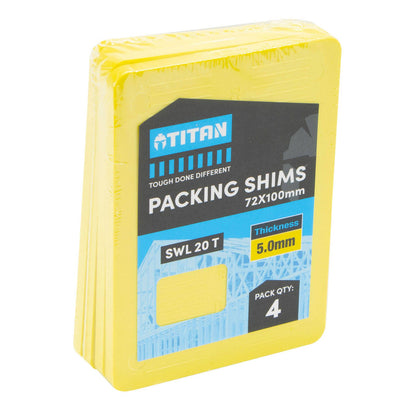 Titan Yellow Shim Packing - 5 x 72 x 100mm - 4 Piece