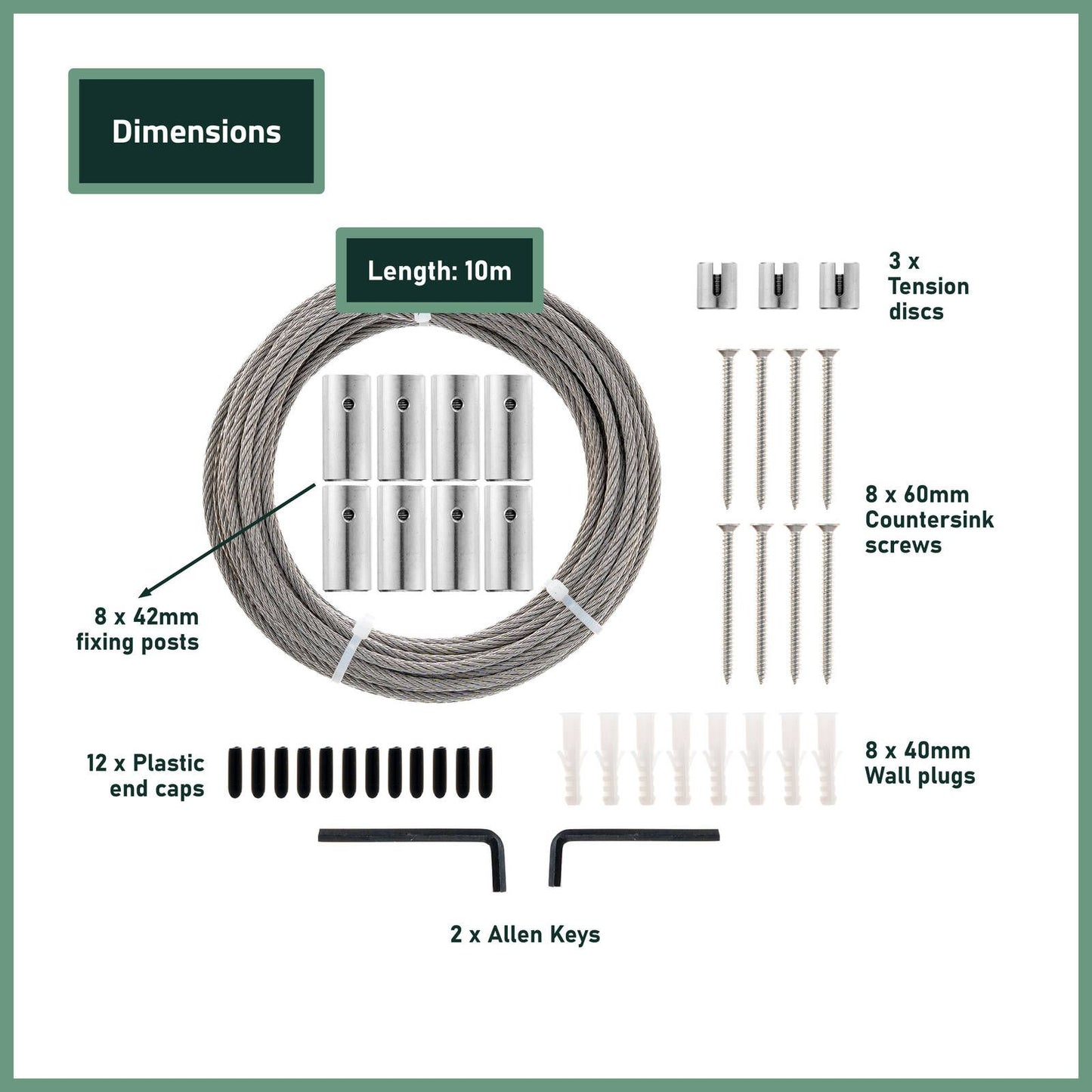 Garden Zen 10m Wire Wall Plant Trainer Kit 316 Stainless Steel Non-Tension