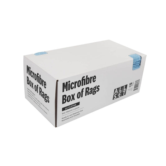 All Set Auto Multi-Purpose Box of Rags -  Microfiber Towel - 30 x 30cm - Blue - 50 Pack