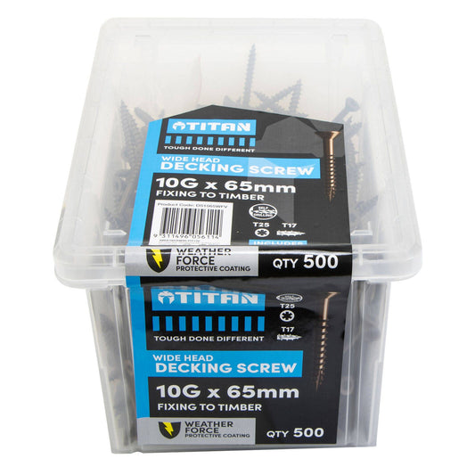 Titan Weather Force Wide Head Decking Screws - 10g x 65mm - 500 Pack