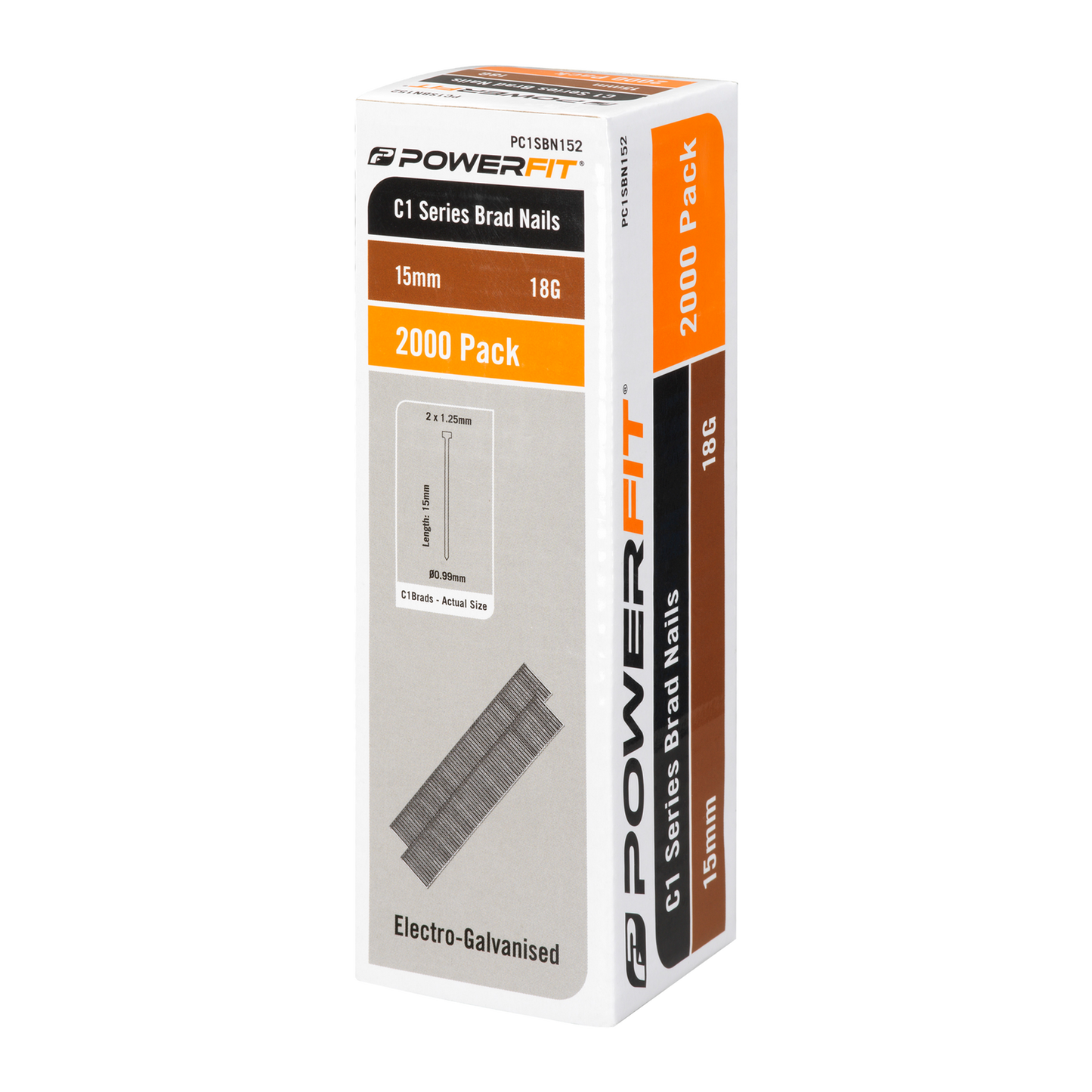 Powerfit C1 Series Brad Nails - 15mm - 2000 Pack