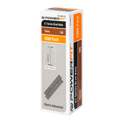 Powerfit C1 Series Brad Nails - 15mm - 2000 Pack