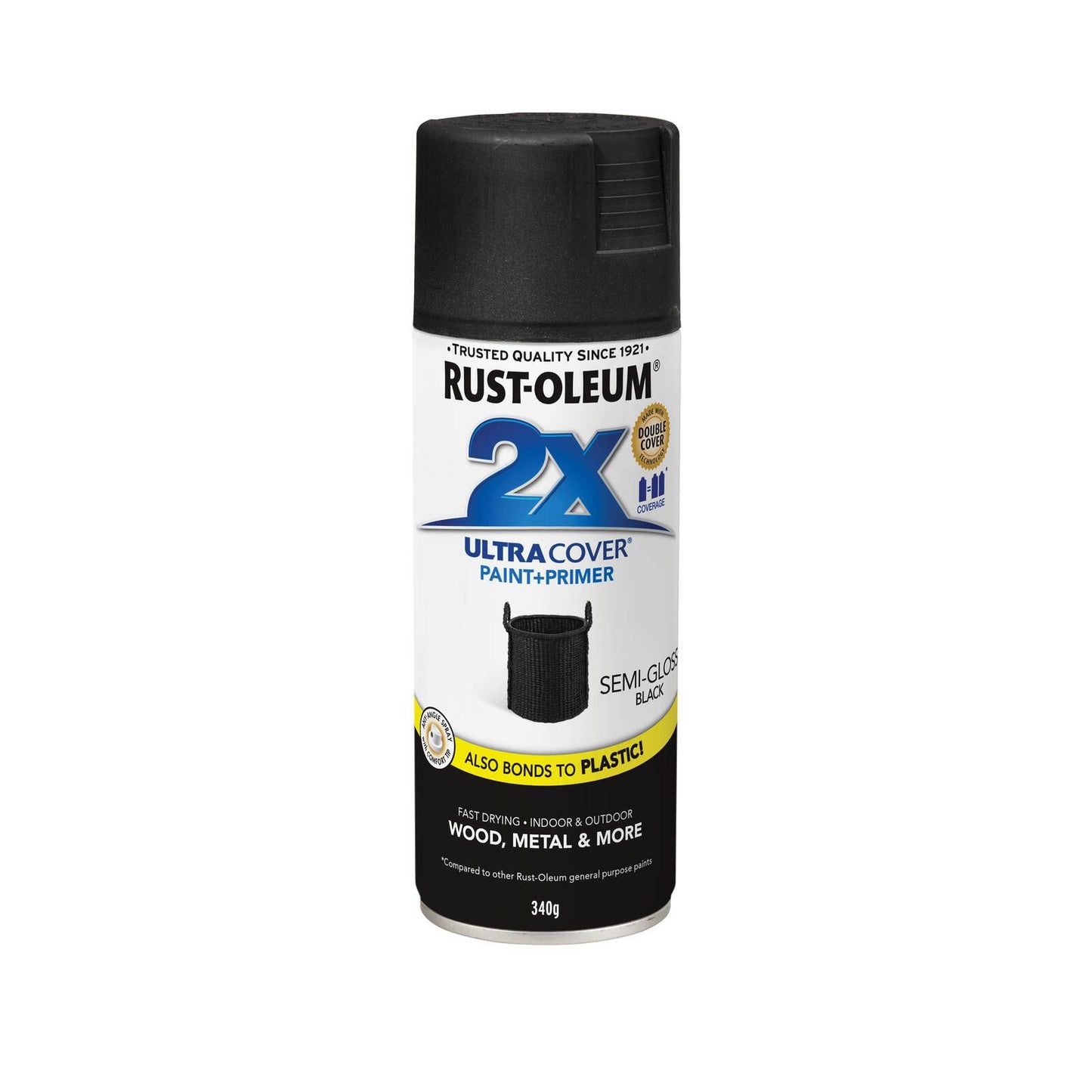 Rust-Oleum 2X Ultra Cover Spray Paint - Semi Gloss Black - 340g