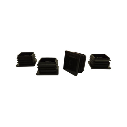 Surface Gard Black Threaded Internal Square Plastic End Closure - 32mm - 4 Pack