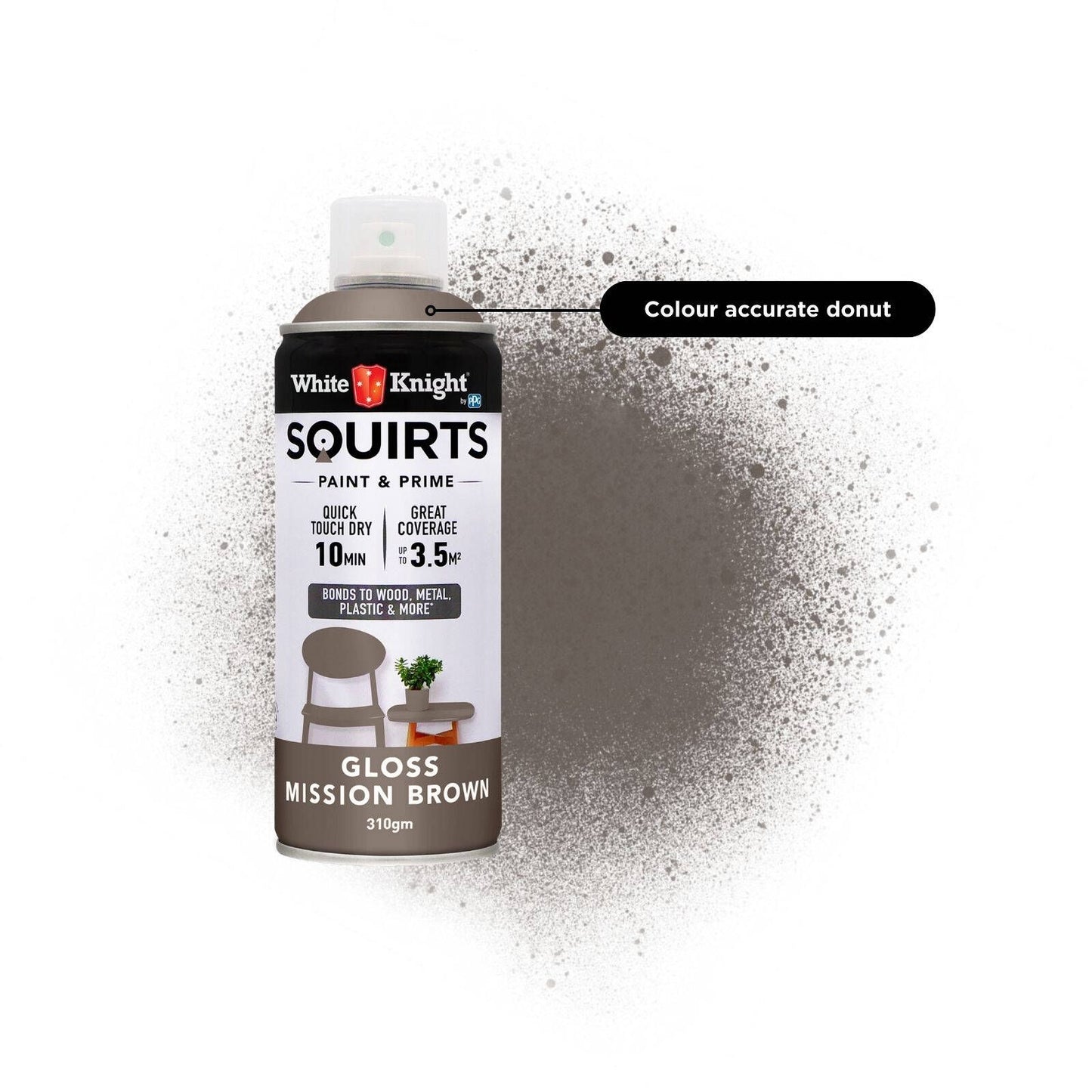 White Knight Squirts Spray Paint - 310g - Mission Brown