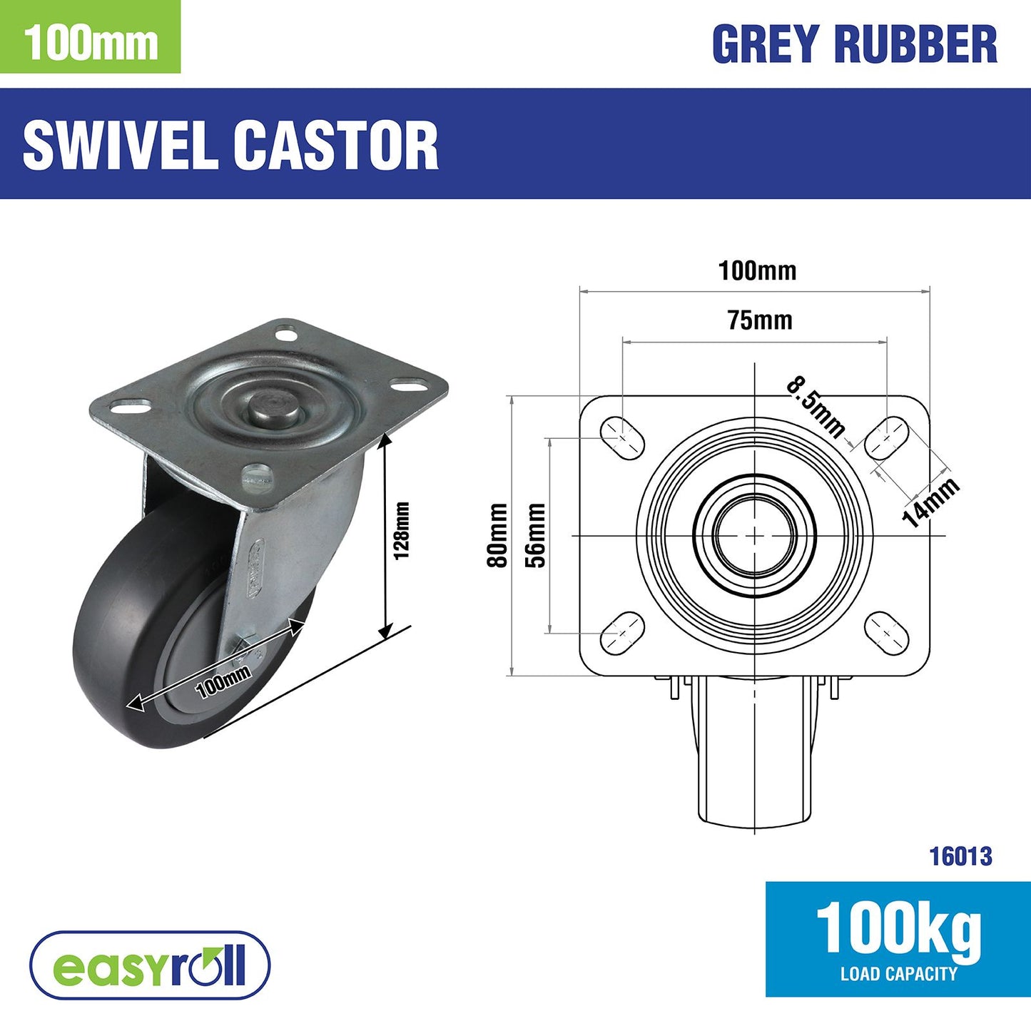 Easyroll Swivel Castor - 100mm
