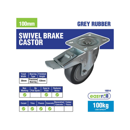 Easyroll Swivel Brake Castor - 100mm