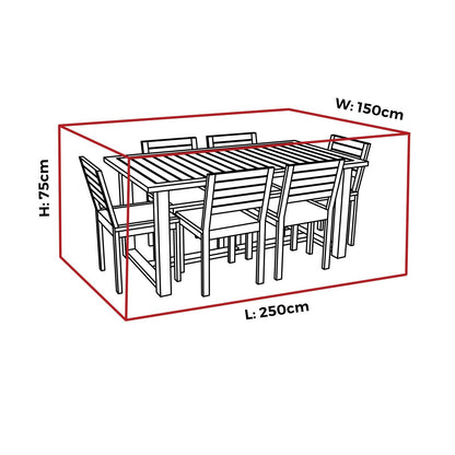 Mojo Medium Rectangle Table & Chairs Cover - 2500 x 750 x 1500mm
