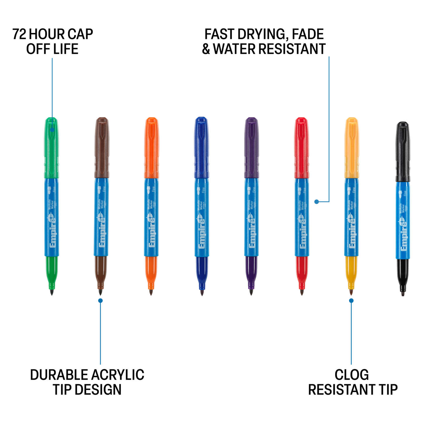 Empire Multi Coloured Permanent Marker Pack - 8 Piece - 18.8 x 186mm