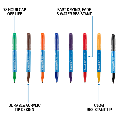 Empire Multi Coloured Permanent Marker Pack - 8 Piece - 18.8 x 186mm