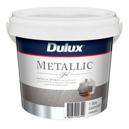 Dulux Metallic Effect Paint 1L Water Based Silver Interior Finish