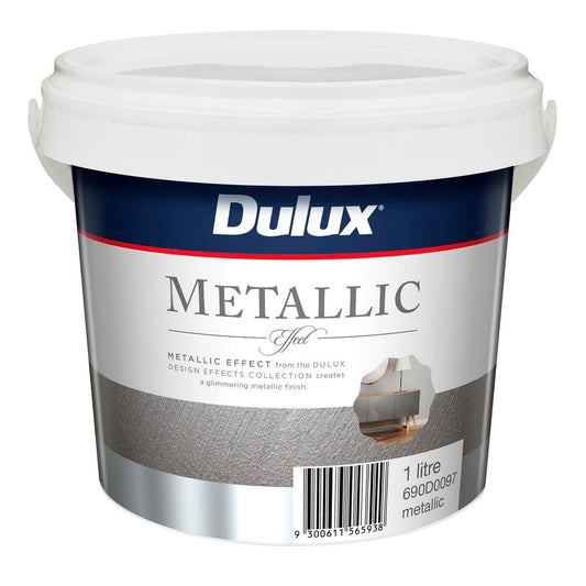 Dulux Metallic Effect Paint 1L Water Based Silver Interior Finish