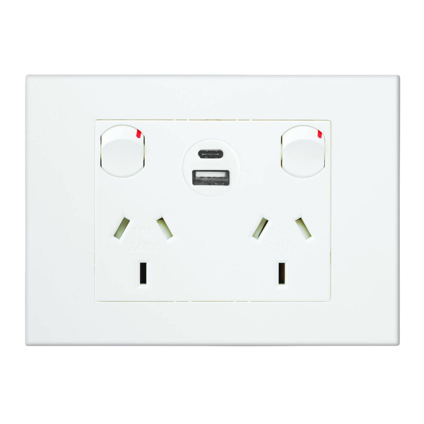 Hpm White Vivo Double Powerpoint - 2 Outlet - 15W USB