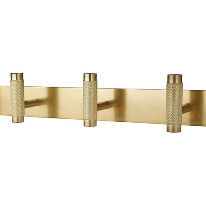 Adoored 4 Hook Brass Knurled Deco Hook Rack 400mm