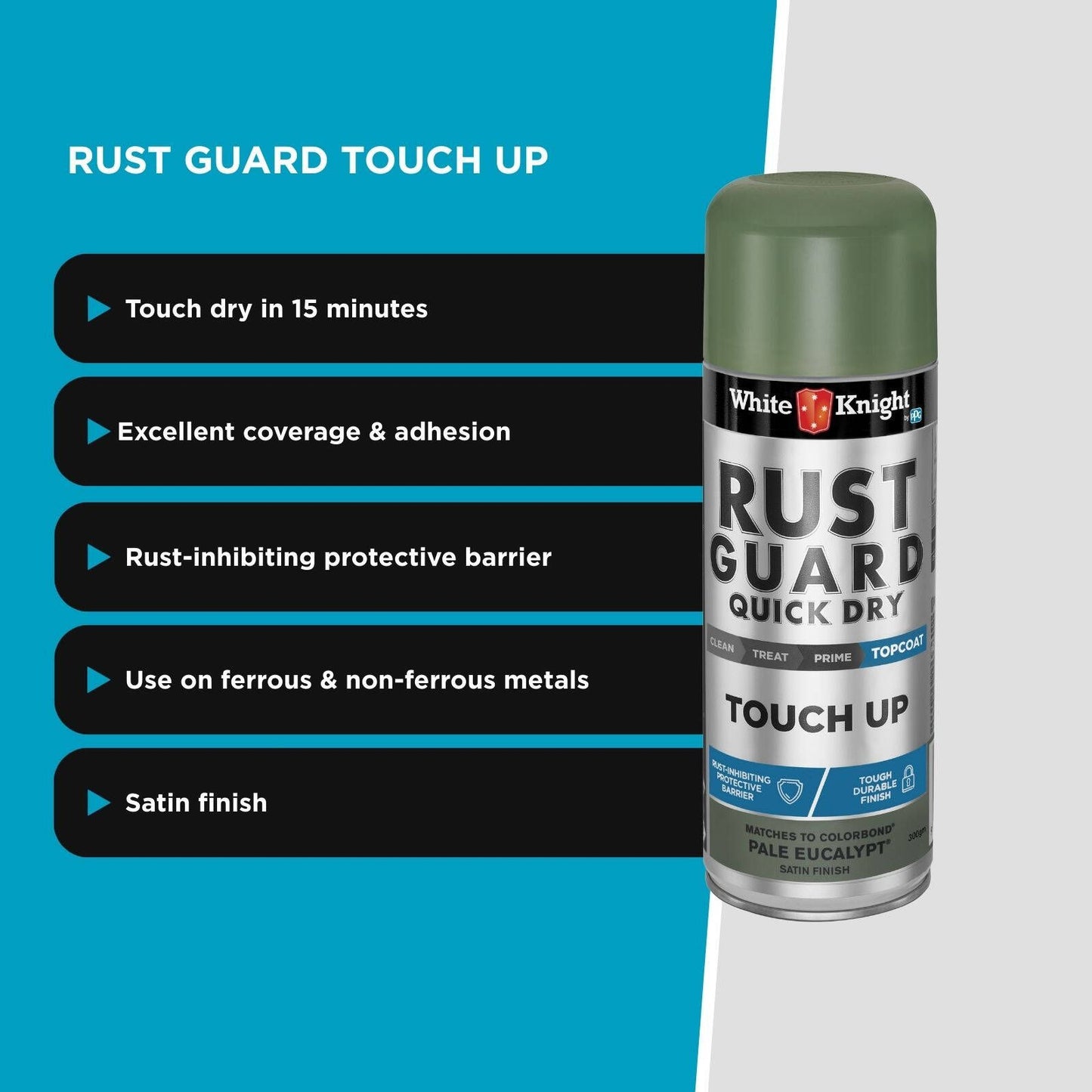 White Knight Rust Guard Spray Paint - 300g - Pale Eucalypt