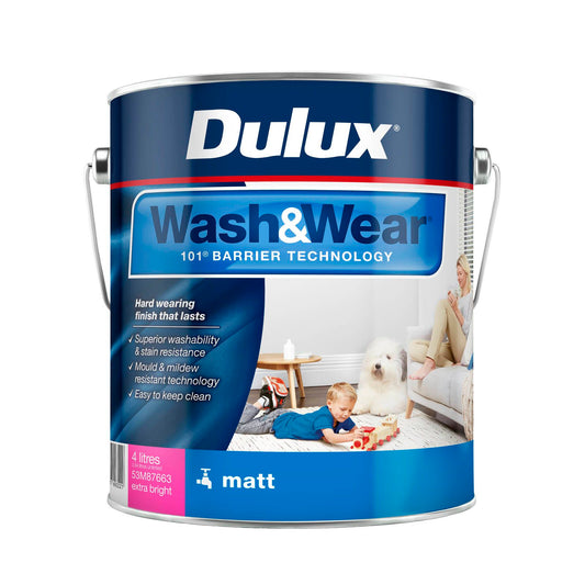 Dulux Extra Bright Wash Wear Matt Interior Paint - 4L