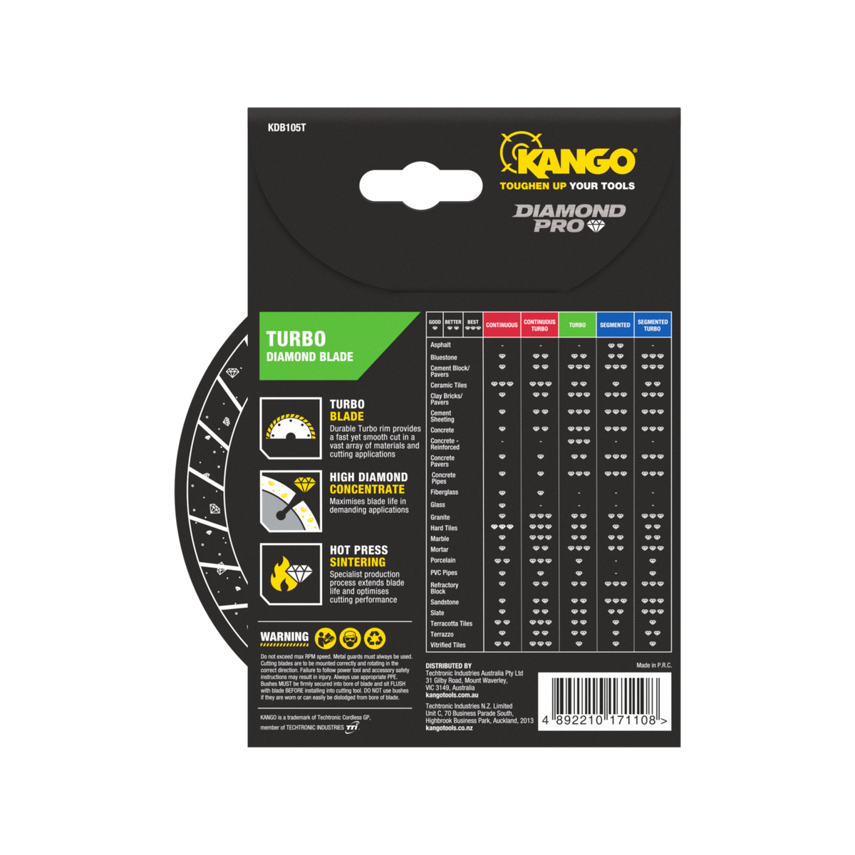 Kango Turbo Diamond Saw Blade - 105mm - Diamond - Fast Cutting